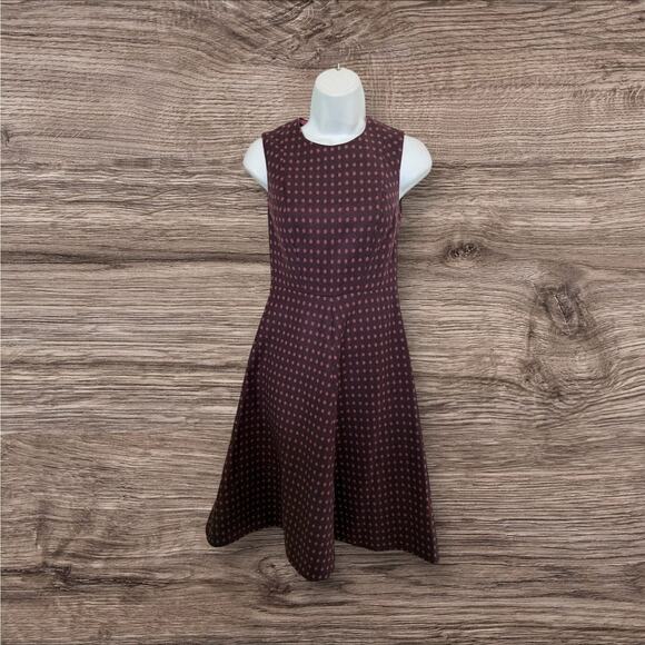 Boden British Tweed By Moon Purple Maroon Pokadots A-Line Dress.  2P - Picture 1 of 10